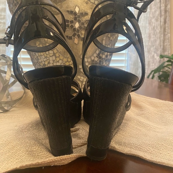 Black Strappy Wedges - Picture 3 of 3